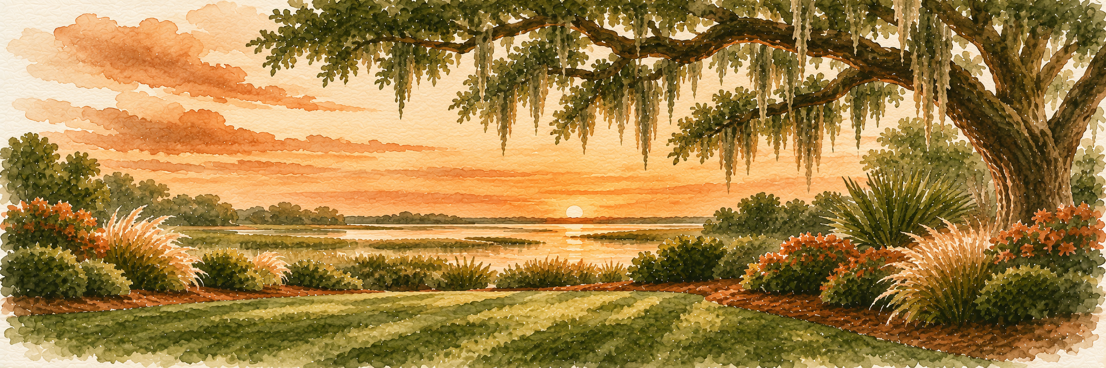 Beautiful Lowcountry landscape at dusk